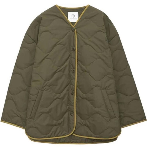 Anine Bing Khaki Quilted Jacket - Picture 1 of 6